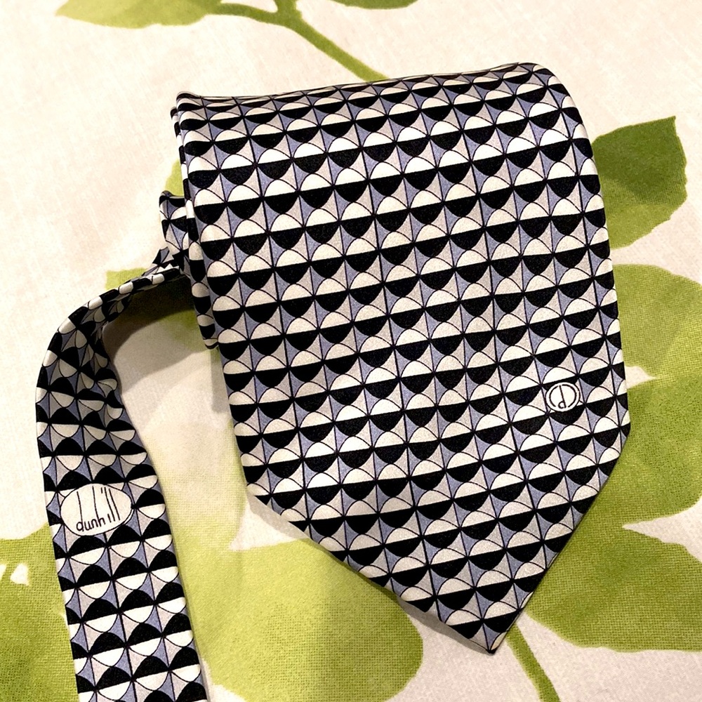 LNWOT Alfred Dunhill Glossy Othello Color Theme Pure Silk Tie Made In Italy